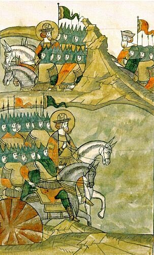 Гравюра: русские войска 16-го века.